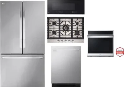 5 Piece Package Includes Refrigerator, Cooktop, Wall Oven, Microwave And Dishwasher