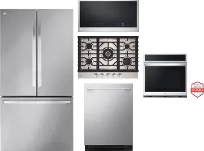 5 Piece Package Includes Refrigerator, Cooktop, Wall Oven, Microwave And Dishwasher