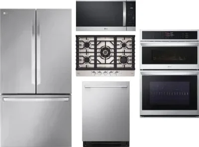 5 Piece Package Includes Refrigerator, Cooktop, Wall Oven, Microwave And Dishwasher