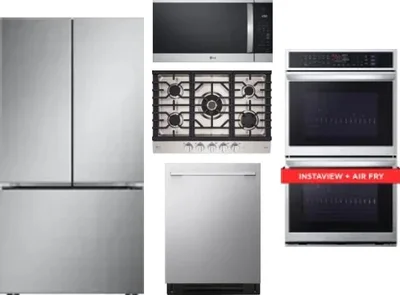 5 Piece Package Includes Refrigerator, Cooktop, Wall Oven, Microwave And Dishwasher