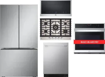 5 Piece Package Includes Refrigerator, Cooktop, Wall Oven, Microwave And Dishwasher