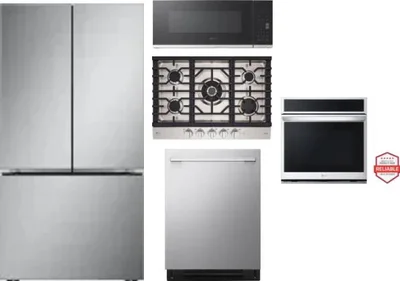 5 Piece Package Includes Refrigerator, Cooktop, Wall Oven, Microwave And Dishwasher
