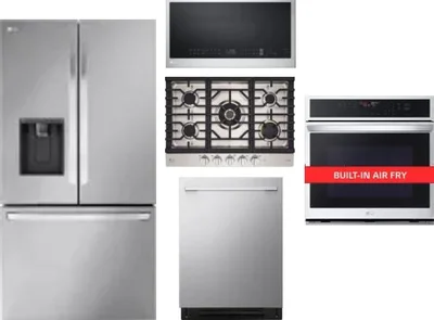 5 Piece Package Includes Refrigerator, Cooktop, Wall Oven, Microwave And Dishwasher