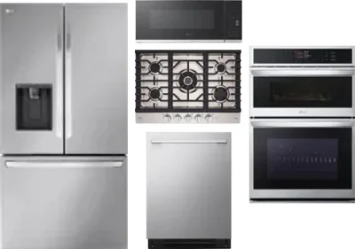 5 Piece Package Includes Refrigerator, Cooktop, Wall Oven, Microwave And Dishwasher