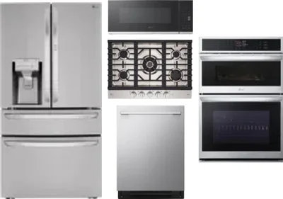5 Piece Package Includes Refrigerator, Cooktop, Wall Oven, Microwave And Dishwasher