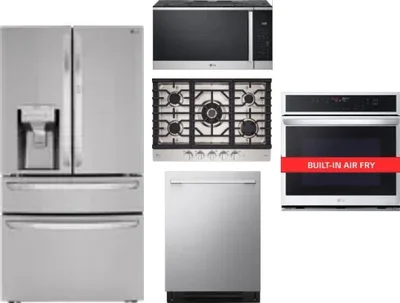 5 Piece Package Includes Refrigerator, Cooktop, Wall Oven, Microwave And Dishwasher