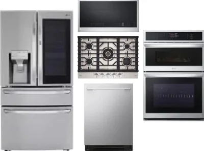 5 Piece Package Includes Refrigerator, Cooktop, Wall Oven, Microwave And Dishwasher