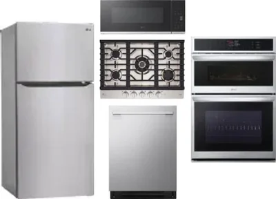 5 Piece Package Includes Refrigerator, Cooktop, Wall Oven, Microwave And Dishwasher