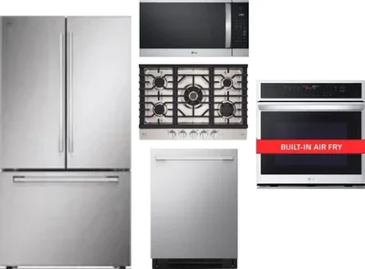 5 Piece Package Includes Refrigerator, Cooktop, Wall Oven, Microwave And Dishwasher