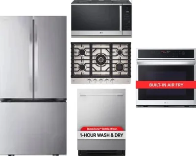 5 Piece Package Includes Refrigerator, Cooktop, Wall Oven, Microwave And Dishwasher