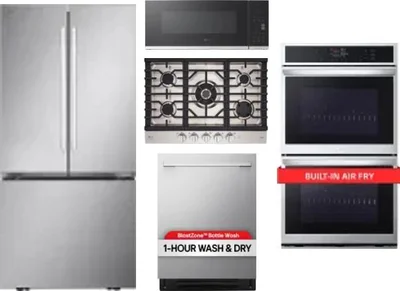 5 Piece Package Includes Refrigerator, Cooktop, Wall Oven, Microwave And Dishwasher