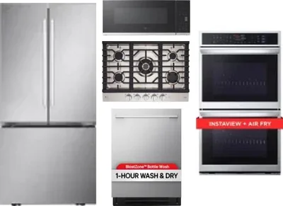 5 Piece Package Includes Refrigerator, Cooktop, Wall Oven, Microwave And Dishwasher