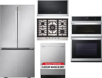 5 Piece Package Includes Refrigerator, Cooktop, Wall Oven, Microwave And Dishwasher