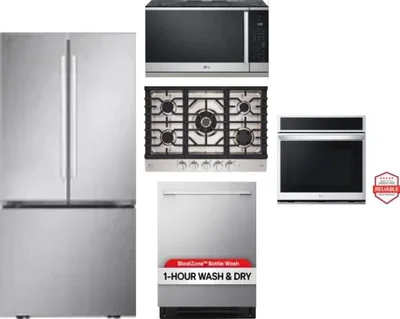 5 Piece Package Includes Refrigerator, Cooktop, Wall Oven, Microwave And Dishwasher