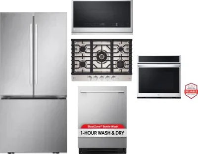 5 Piece Package Includes Refrigerator, Cooktop, Wall Oven, Microwave And Dishwasher