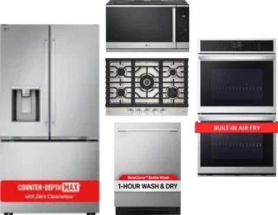 5 Piece Package Includes Refrigerator, Cooktop, Wall Oven, Microwave And Dishwasher