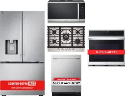 5 Piece Package Includes Refrigerator, Cooktop, Wall Oven, Microwave And Dishwasher