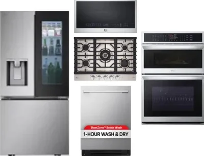 5 Piece Package Includes Refrigerator, Cooktop, Wall Oven, Microwave And Dishwasher