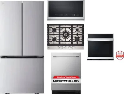 5 Piece Package Includes Refrigerator, Cooktop, Wall Oven, Microwave And Dishwasher