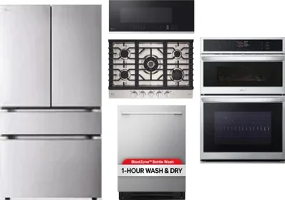 5 Piece Package Includes Refrigerator, Cooktop, Wall Oven, Microwave And Dishwasher