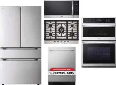 5 Piece Package Includes Refrigerator, Cooktop, Wall Oven, Microwave And Dishwasher