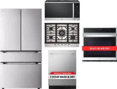 5 Piece Package Includes Refrigerator, Cooktop, Wall Oven, Microwave And Dishwasher