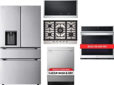 5 Piece Package Includes Refrigerator, Cooktop, Wall Oven, Microwave And Dishwasher