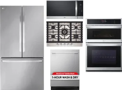 5 Piece Package Includes Refrigerator, Cooktop, Wall Oven, Microwave And Dishwasher