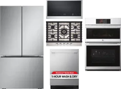 5 Piece Package Includes Refrigerator, Cooktop, Wall Oven, Microwave And Dishwasher