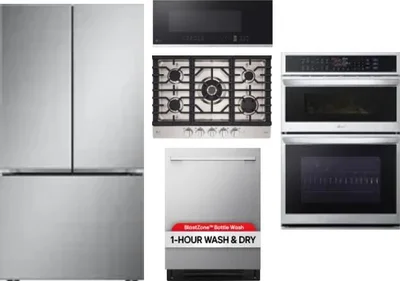 5 Piece Package Includes Refrigerator, Cooktop, Wall Oven, Microwave And Dishwasher