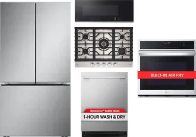 5 Piece Package Includes Refrigerator, Cooktop, Wall Oven, Microwave And Dishwasher