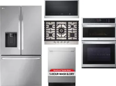 5 Piece Package Includes Refrigerator, Cooktop, Wall Oven, Microwave And Dishwasher