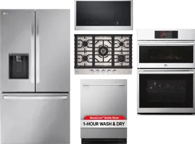 5 Piece Package Includes Refrigerator, Cooktop, Wall Oven, Microwave And Dishwasher