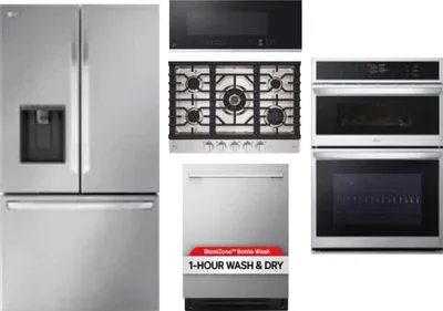 5 Piece Package Includes Refrigerator, Cooktop, Wall Oven, Microwave And Dishwasher