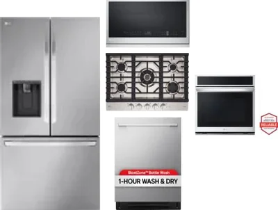 5 Piece Package Includes Refrigerator, Cooktop, Wall Oven, Microwave And Dishwasher