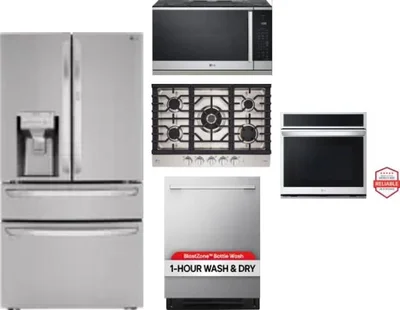 5 Piece Package Includes Refrigerator, Cooktop, Wall Oven, Microwave And Dishwasher