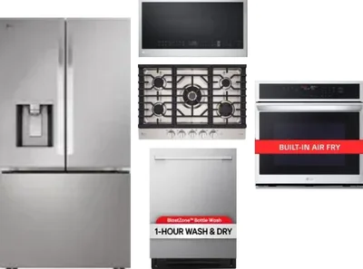 5 Piece Package Includes Refrigerator, Cooktop, Wall Oven, Microwave And Dishwasher