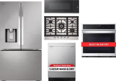 5 Piece Package Includes Refrigerator, Cooktop, Wall Oven, Microwave And Dishwasher