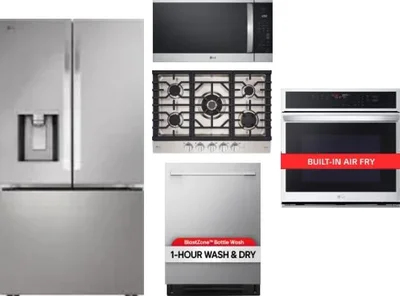 5 Piece Package Includes Refrigerator, Cooktop, Wall Oven, Microwave And Dishwasher