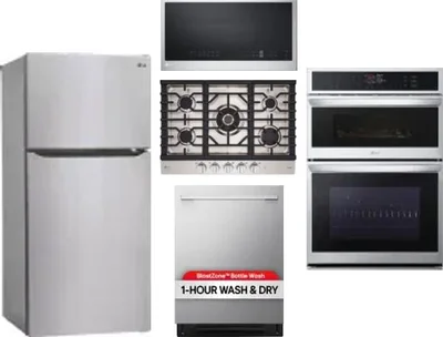 5 Piece Package Includes Refrigerator, Cooktop, Wall Oven, Microwave And Dishwasher