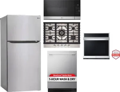 5 Piece Package Includes Refrigerator, Cooktop, Wall Oven, Microwave And Dishwasher