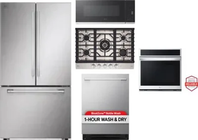5 Piece Package Includes Refrigerator, Cooktop, Wall Oven, Microwave And Dishwasher
