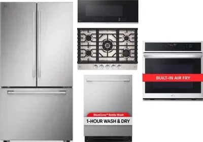 5 Piece Package Includes Refrigerator, Cooktop, Wall Oven, Microwave And Dishwasher