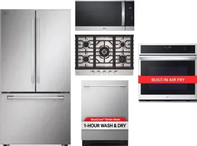 5 Piece Package Includes Refrigerator, Cooktop, Wall Oven, Microwave And Dishwasher