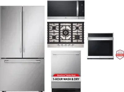 5 Piece Package Includes Refrigerator, Cooktop, Wall Oven, Microwave And Dishwasher
