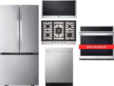 5 Piece Package Includes Refrigerator, Cooktop, Wall Oven, Microwave And Dishwasher