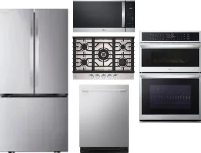 5 Piece Package Includes Refrigerator, Cooktop, Wall Oven, Microwave And Dishwasher