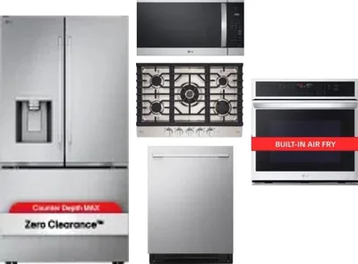 5 Piece Package Includes Refrigerator, Cooktop, Wall Oven, Microwave And Dishwasher