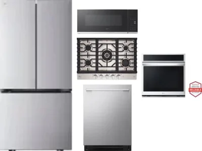 5 Piece Package Includes Refrigerator, Cooktop, Wall Oven, Microwave And Dishwasher
