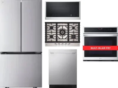 5 Piece Package Includes Refrigerator, Cooktop, Wall Oven, Microwave And Dishwasher